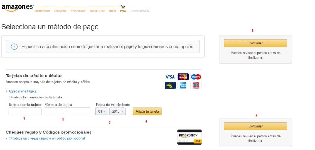 Cómo pagar en Amazon con tarjeta de débito