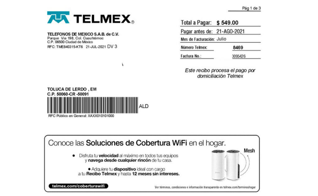 ¿Cómo pagar la factura Telmex en establecimientos?