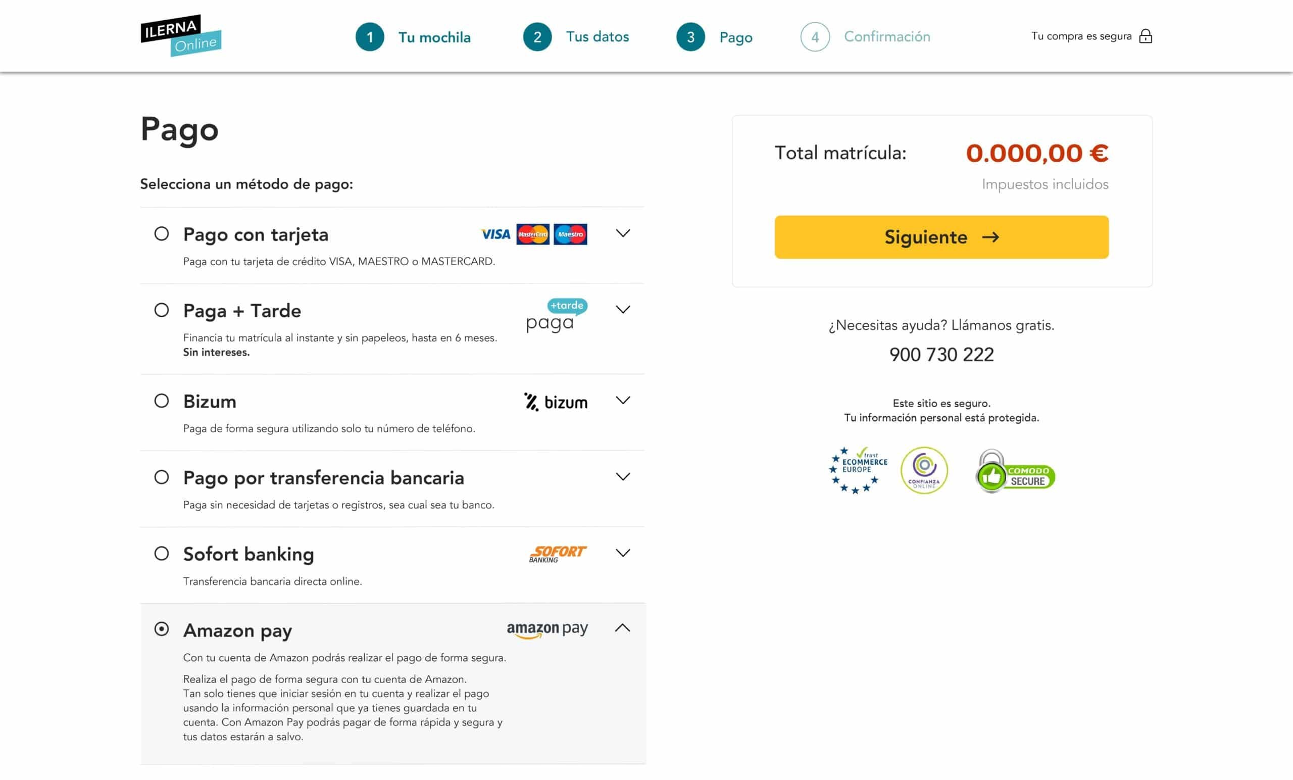 ¿Cuántos métodos de pago puedes tener en Amazon?