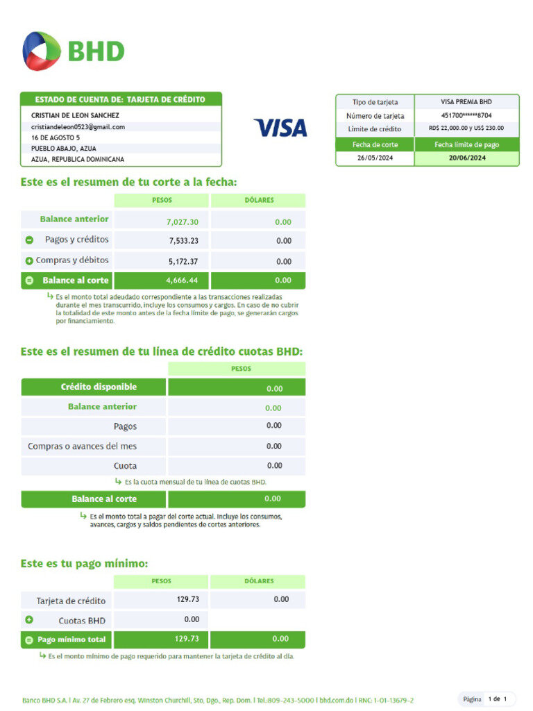 Estado de cuenta y gestión de la tarjeta