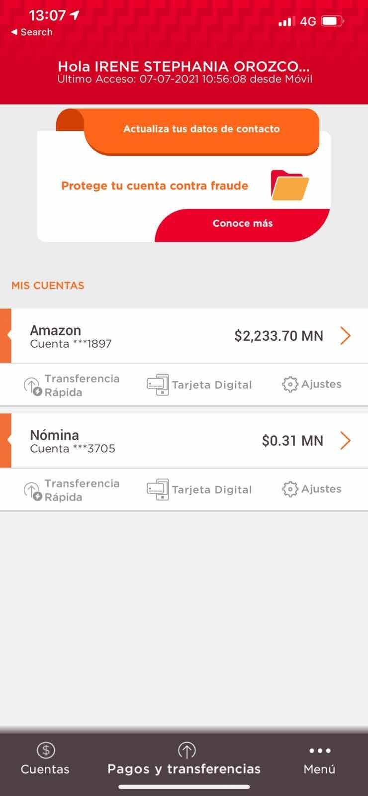 Transferencias a cuentas Banorte y otros bancos